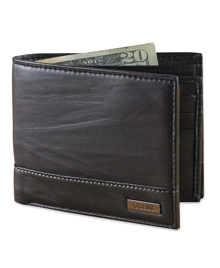 Men's Guess Leather Bifold Wallet - Black