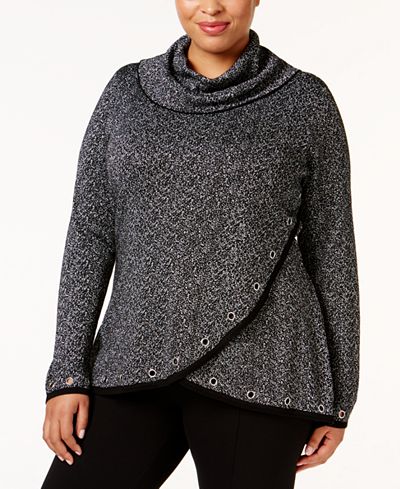 Belldini Plus Size Embellished Tulip-Hem Sweater