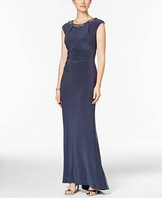 Vince Camuto Embellished Cap-Sleeve Gown - Dresses - Women - Macy's