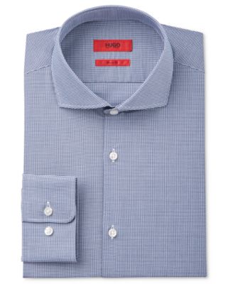 Hugo Boss - Men's Slim-Fit Navy Gingham Dress Shirt