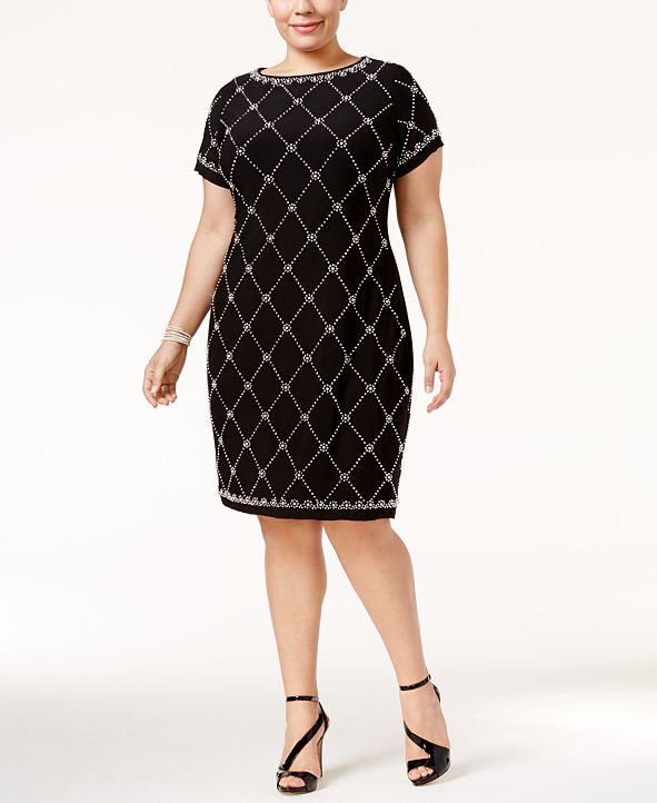 Betsy  Adam Womens Embellished Jersey Gown Black Size 12