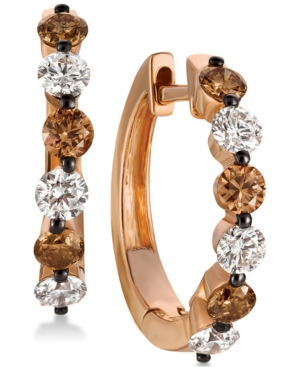 image of Le Vian Chocolatier Diamond Hoop Earrings (1-1/10 ct. t.w.) in 14k Rose Gold