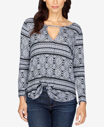 Lucky Brand Cutout Geo-Print Top
