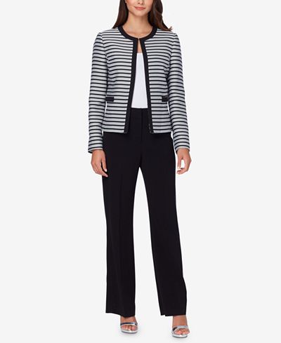 Tahari ASL Metallic-Stripe Pantsuit