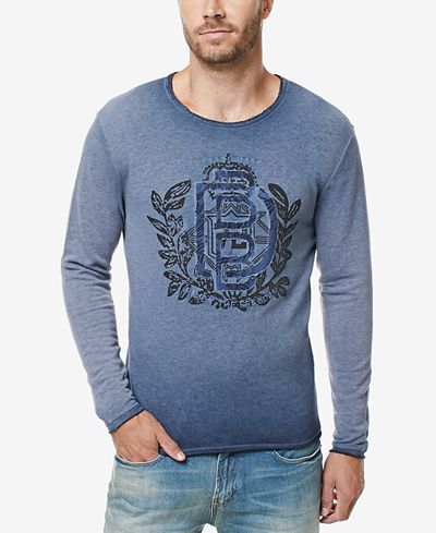 Buffalo David Bitton Men's Ficuba Ombré Embroidered Graphic-Print Logo Sweatshirt