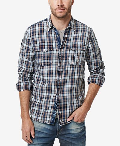 Buffalo David Bitton Men's Sassire Plaid Graphic-Print Logo Shirt