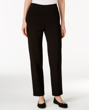 Alfred Dunner Petite Classics Tummy-control Pull-on Straight-leg Pants In Black