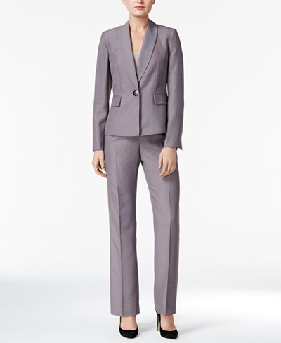 Le Suit Micro-Stripe Single-Button Pantsuit