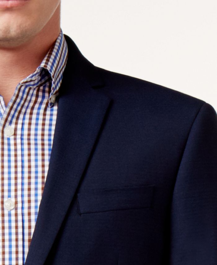 Kenneth Cole Reaction Men's Slim-Fit Dark Blue Mini-Grid Suit - Macy's
