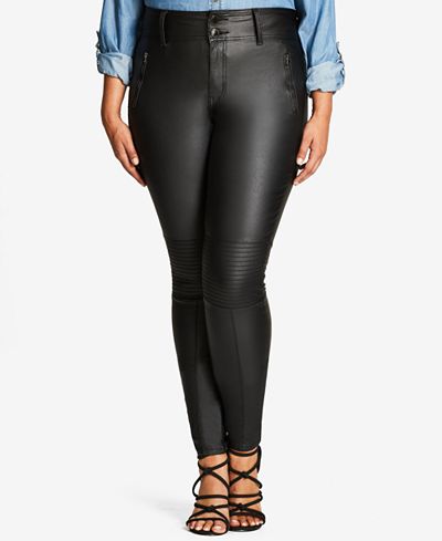 City Chic Trendy Plus Size Faux-Leather Skinny Pants