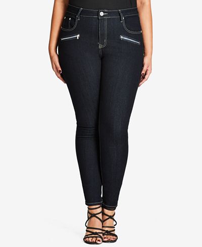 City Chic Trendy Plus Size Dark Wash Skinny Jeans