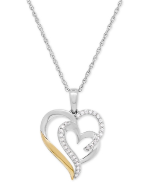 image of Diamond Heart Pendant Necklace (1/5 ct. t.w.) in Sterling Silver and 14k Gold
