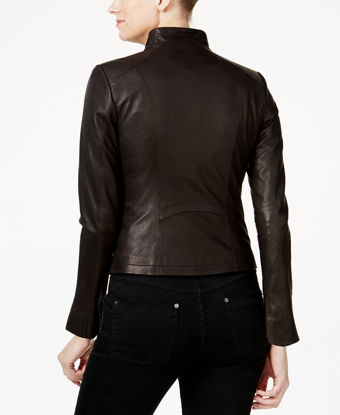 Cole Haan Leather Moto Jacket & Reviews - Coats & Jackets - Women - Macy's