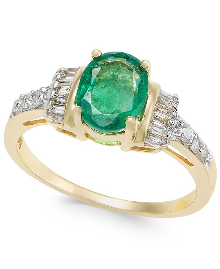 Macy's Emerald (11/3 ct. t.w.) and Diamond (1/4 ct. t.w.) Ring in 14k