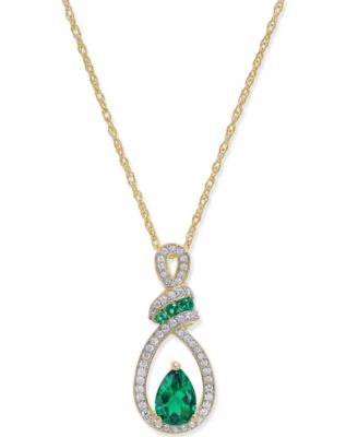 Macy's Emerald (3/4 ct. t.w.) and Diamond (1/5 ct. t.w.) Pendant ...