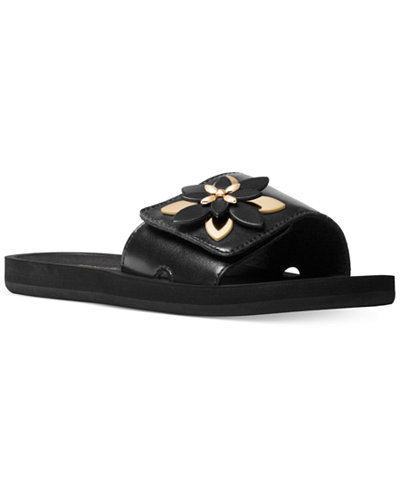 MICHAEL Michael Kors Heidi Embellished Flat Slide Sandals