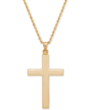 image of Polished Cross Pendant Necklace in 14k Gold