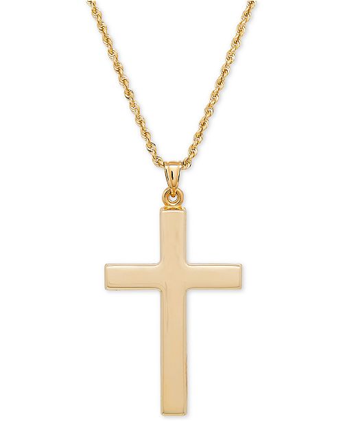 Macy's Polished Cross Pendant Necklace in 14k Gold Necklaces