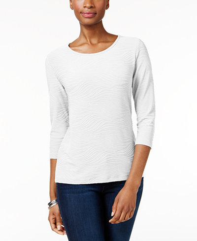 JM Collection Petite Jacquard Top, Only at Macy's