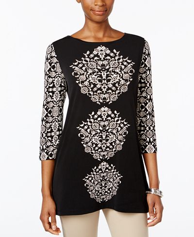 JM Collection Printed Boat-Neck Tunic, Only at Macy's