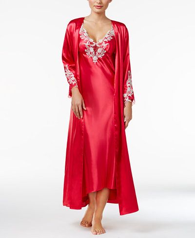 Flora by Flora Nikrooz Stella Satin Venise Trim Gown and Robe Separates
