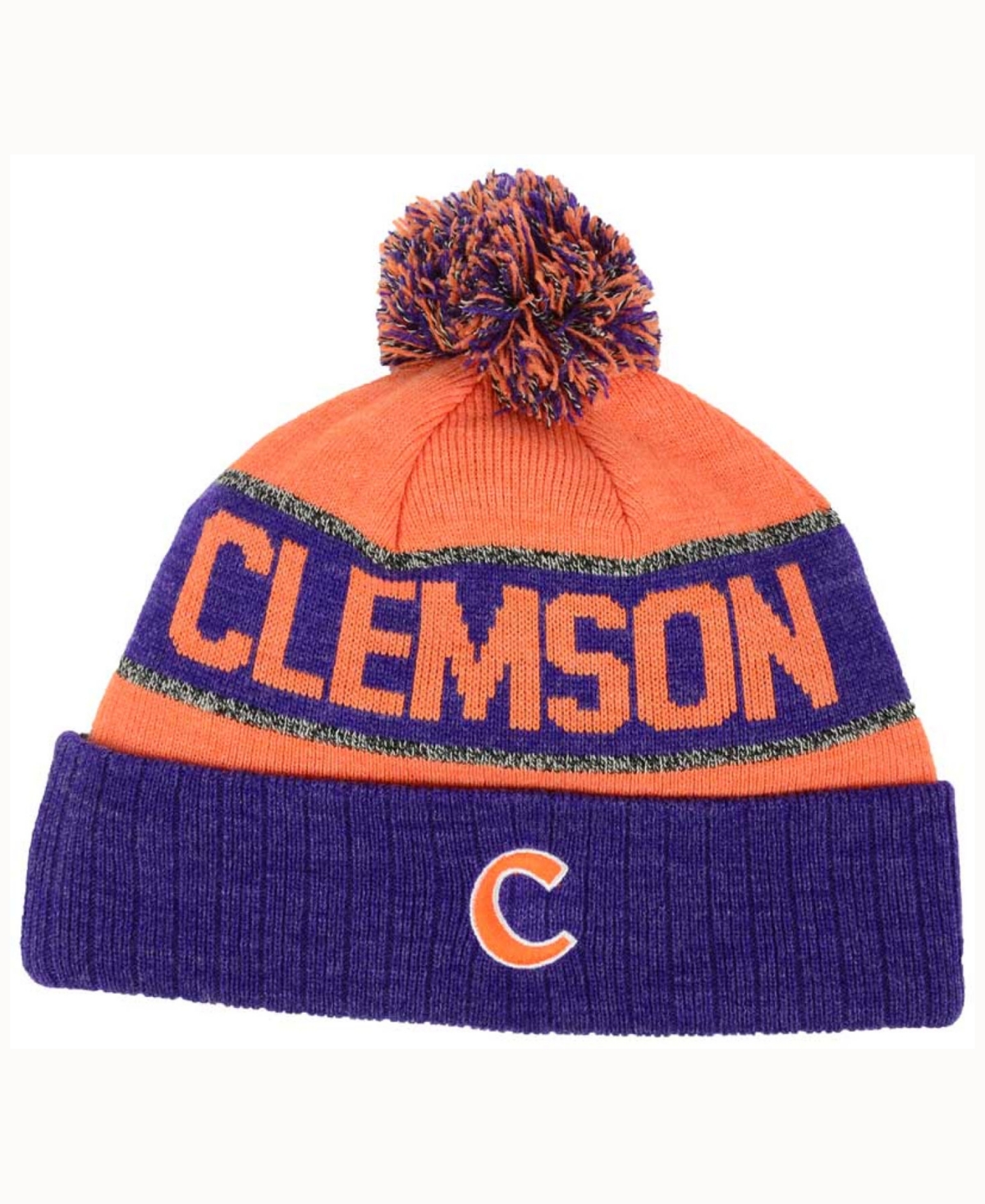 Shop Top Of The World Clemson Tigers Below Zero Knit Hat In Orange,purple