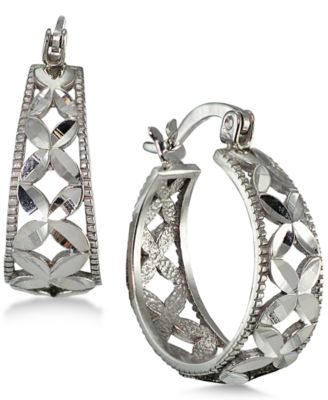 Small Floral Hoop Earrings, 0.75"
