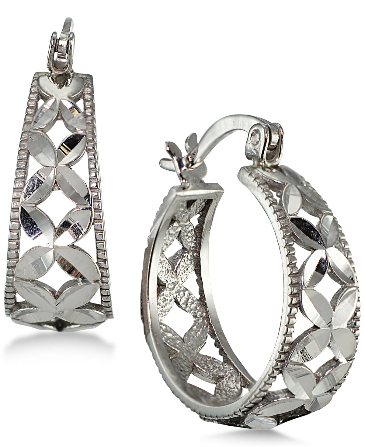 Giani Bernini Small Floral Hoop Earrings, 0.75