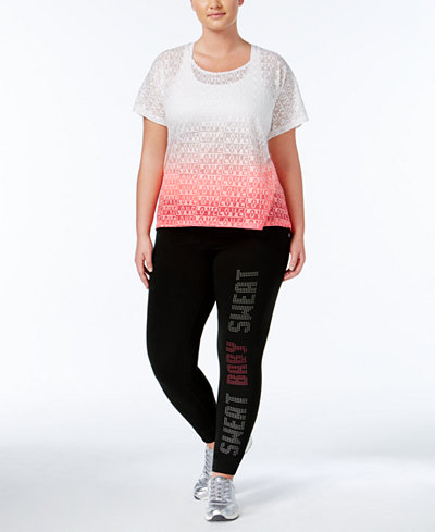 Material Girl Active Plus Size Ombré T-Shirt & Graphic Leggings, Only at Macy's