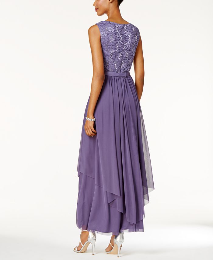 r&m richards sequined lace belted gown and jacket