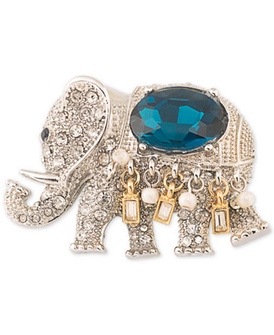 Carolee Two-Tone Blue Stone Elephant Pin