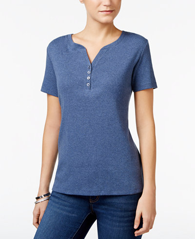Karen Scott Henley T-Shirt, Only at Macy's