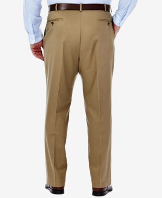Men's Big & Tall Premium No Iron Khaki Classic Fit Flat Front Hidden Expandable Waistband Pants