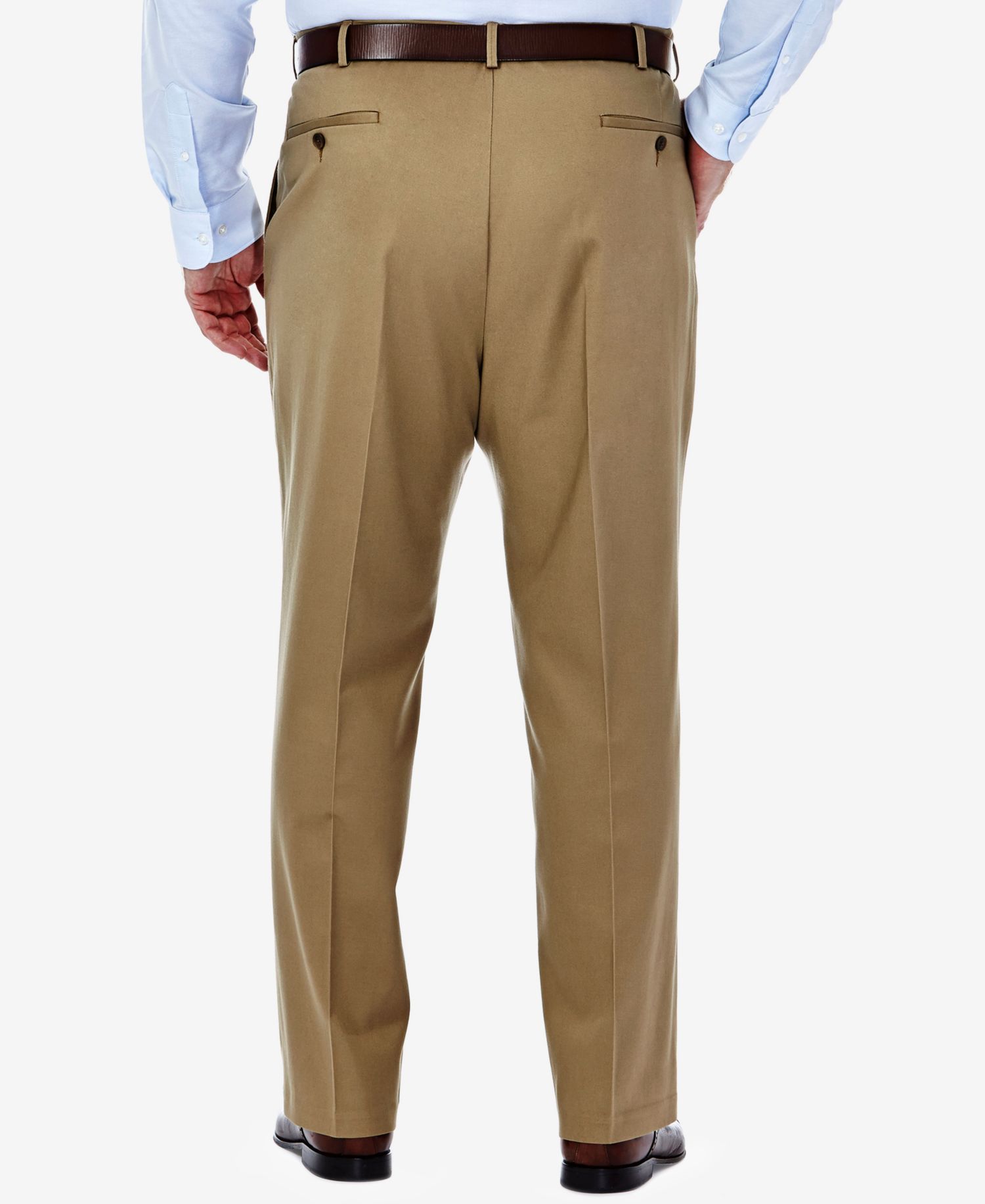 Men's Big & Tall Premium No Iron Khaki Classic Fit Flat Front Hidden Expandable Waistband Pants