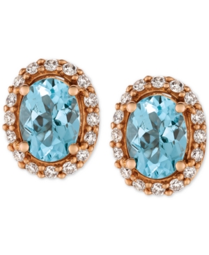 image of Le Vian Sea Blue Aquamarine (1-1/6 ct. t.w.) and Diamond (1/4 ct. t.w.) Stud Earrings in 14k Rose Gold