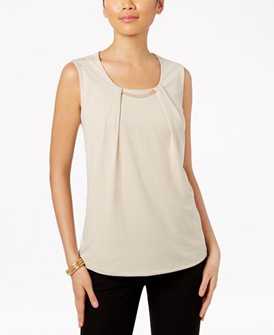 JM Collection Pleated Embellished Top, Only at Macy's