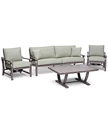 Tara Aluminum Outdoor 4-Pc. Seating Set (1 Sofa, 2 Rocker Chairs & 1 Coffee Table), with Sunbrella® Cushions, Created for Macy's
