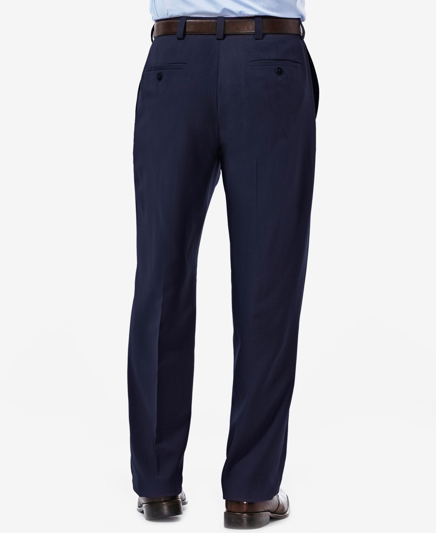 Мужские брюки Haggar Eclo Stria Classic Fit Flat Front Hidden Expandable Dress Pants, цвет: Чёрный — фото 9