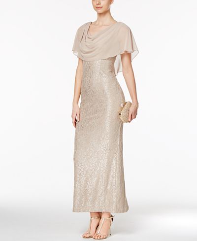 Jessica Howard Lace Capelet Gown