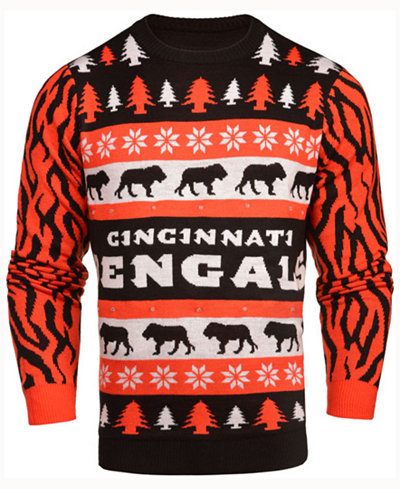 Forever Collectibles Men's Cincinnati Bengals Light Up Ugly Crew Neck Sweater