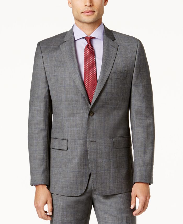 Lauren Ralph Lauren Men's Slim-Fit Gray Windowpane Total Stretch Suit ...