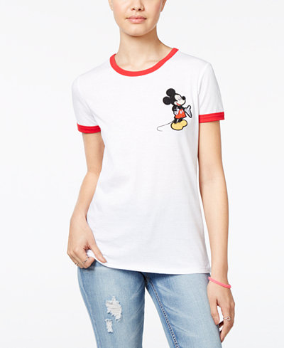 Disney Juniors' Mickey Mouse Patch Ringer T-Shirt