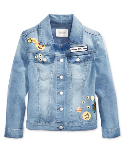Jessica Simpson Emoji Patch Denim Jacket, Big Girls (7-16)