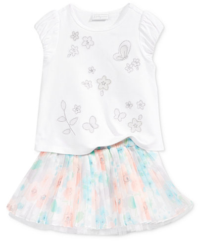 First Impressions 2-Pc. Butterfly T-Shirt & Floral-Print Skirt Set, Baby Girls (0-24 months), Only at Macy's