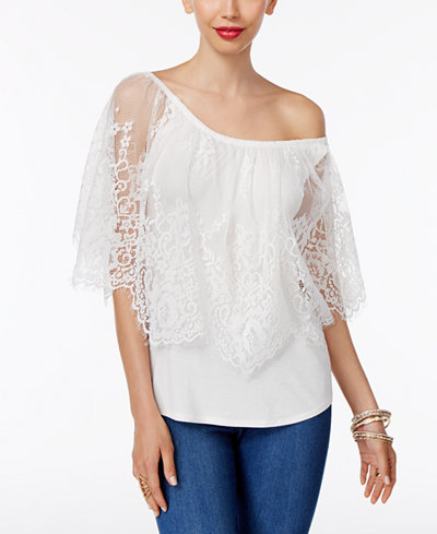 Thalia Sodi Convertible Lace-Overlay Top, Only at Macy's