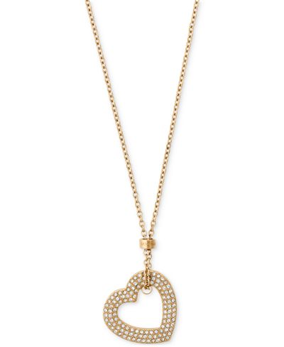 Michael Kors Gold-Tone Pavé Heart Pendant Necklace