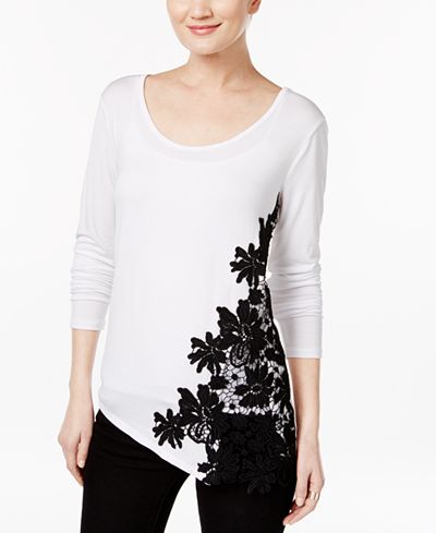 INC International Concepts Crocheted Asymmetrical Top, Only at Macy's