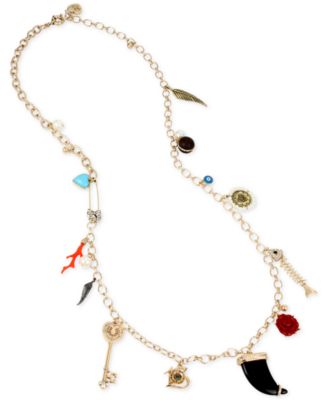 Betsey Johnson Gold-Tone Charm Necklace - Macy's