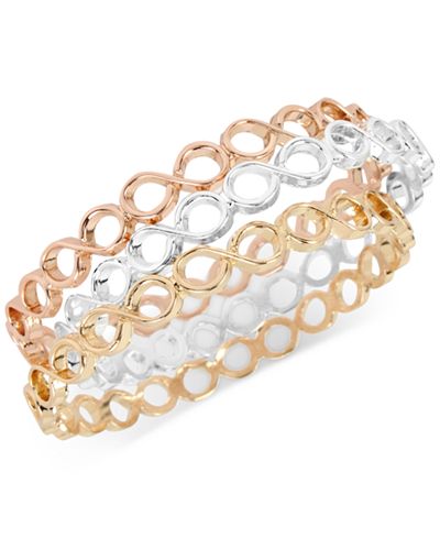 Touch of Silver Tri-Tone 3-Pc. Set Bangle Bracelets