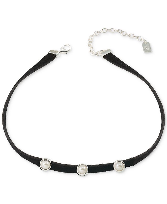 Lauren Ralph Lauren SilverTone Velvet and Imitation Pearl Choker